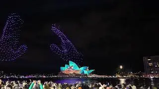 Vivid Sydney Drone show from MCA side of Circular Quay