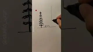 Speed art: campaign in a forest⛺♨️🔥🌕✏️ #drawing #shorts