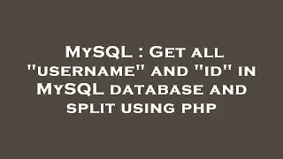 MySQL : Get all 