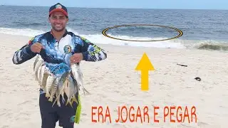 NUNCA SUBESTIME A PESCARIA DE BEIRA - ELE PEGOU MUITO PEIXE NA PESCA DE PRAIA!!