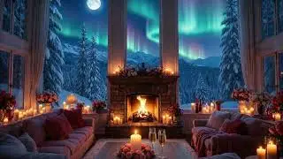 Romantic Winter Fireplace 🔥 Crackling Fire | Cozy Night Ambience for Sleep, Relaxation & Love