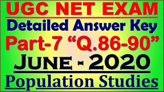 Part- 7: UGC NET Population Studies June- 2020