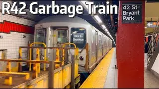 ⁴ᴷ⁶⁰ R42s Hauling the Garbage Train at 42nd Street - Bryant Park