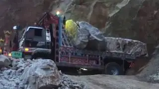 Hino truck loading 40 tone of stone