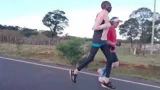Training on the Moiben Road - the nearest to &lsquo;flat&rsquo; they have in that area.