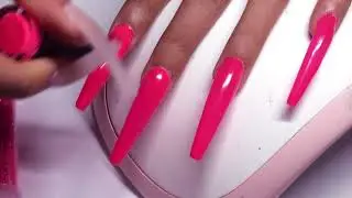 OMG Pink & Black with Raw Glitter Acrylic Nails Redesign