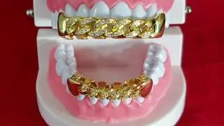 Best Grillz Micro Pave CZ Half Cuban Gold Plated Set