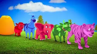 Long Slide Game with Colourful Duck Cow Tiger Gorilla Dog Elephant 3d Animal Game Funny 3d Animals