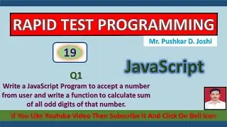 Accept number & write function to display sum of all odd digits of its number in JS || Joshi P. D.