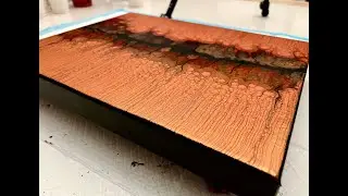 Copper Swipe Cell Mania. Acrylic Pour Painting, Flow Art, Fluid Art Technique,