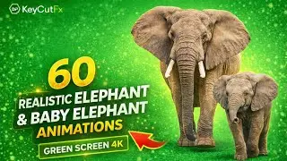 60 Realistic Elephant & Baby Elephant Green Screen Animations | 4K #greenscreen 