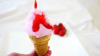 Strawberry Cotton Candy Ice Cream Cone いちごアイスクリームな綿菓子カップケーキ