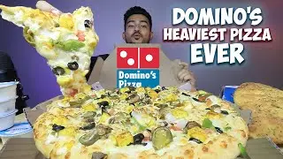 DOMINO'S HEAVIEST CHEESE PIZZA EVER 🍕THE CHEESE DOMINATOR PIZZA WITH ALL TOPPINGS AVAILABLE MUKBANG