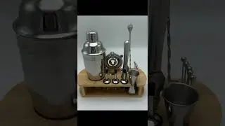 Bar Tools Beverages Drinks Cobbler Cocktail Shaker Set Bartender Kit With Bamboo Stand