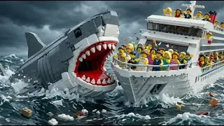 3d LEGO Brick Story | Shark Attacks Cruise Ship | Big Disaster