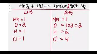 How to balance :  MnO2 + HCl  &rarr;  MnCl2 + H2O + Cl2