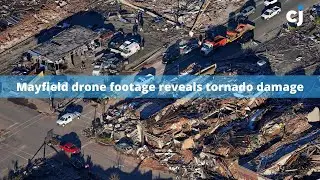 Tornado drone footage over Mayfield, Kentucky shows extensive damage