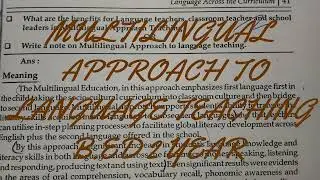 MULTILINGUAL APPROACH TO LANGUAGE TEACHING // LANGUAGE ACROSS THE CURRICULUM // B.ED 2 YEAR