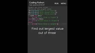 Find The Largest Value Out Of Three Python coding 