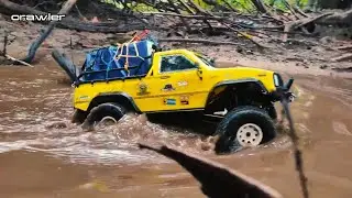 Pickup truck jeep carrying heavy loads through extreme terrain in the forest,rc car crawling #8