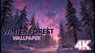 Magical Winter Forest Under a Starlit Sky🌲| 4K Animated Wallpaper #4k #viral #trending  #wintertree