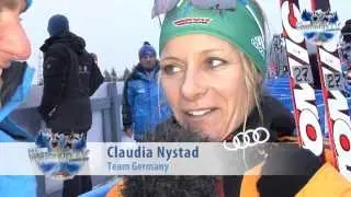Nach dem Rennen mit Claudia Nystad (FIS Tour de Ski 2013)