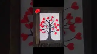 how to make papper heart tree easy craft #shorts