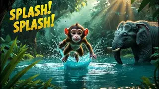 Monkey, Tiger & Elephant Jump into Jungle Pond 🐒🐯🐘 | Cinematic Animal Adventure