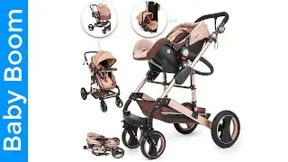 Luxury Baby Stroller 3 In 1 Pushchair Foldable Buggy Infant Travel With Car Seat