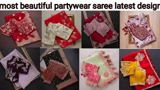 partywear designer saree sequin sworski work #latestsaree #newfancysaree #chiffonsaree #brasso