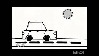 2D animated car moving in the road 