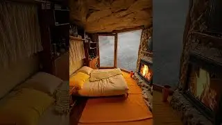 🏔️ Cozy Cave Retreat | Snowy Days & Warm Nights ❄️🔥#naturelovers #ytstudio