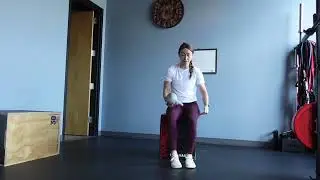 Single leg sit to stand with rotational press out