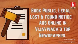 Book Public, Legal, Lost & found Notice Ads Online in Vijaywada's Newspapers #legalnotice #noticead
