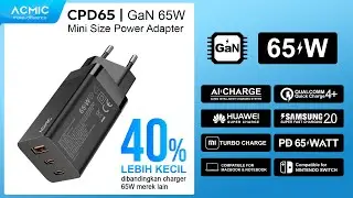 Charger Mini Bertenaga Maxi. ACMIC CPD65 | GaN 65 Watt Super Fast Charging Power Adapter.