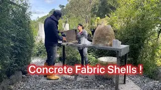 Making cement fabric shells to sculpt concrete planters at a later date! The shell acts as a form!