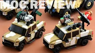 Custom LEGO Modern Military Technical Trucks! (With Custom CAMO Stickers!) (MOC REVIEW)