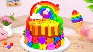 Beautiful Flowers Rainbow Chocolate Cake ✨🥰Miniautre Melting Decorating Ideas by Mini Rainbow
