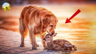 Unbelievable Rescue:Hero Dog Saves Deer Baby From Ice River 🦌