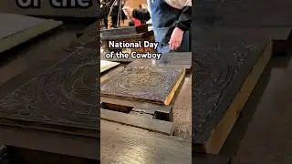 Howard prints a large cut of the original cowboy for National Day of the Cowboy (July 26)