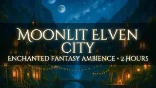 Moonlit Elven City | Enchanted Fantasy Ambience by the Waterfall – Gentle Night Sounds (2 Hours)