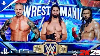 WWE 2K25 - ROMAN REIGNS VS SETH ROLLINS VS RANDY ORTON FOR THE WWE UNIVERSAL CHAMPIONSHIP AT WM
