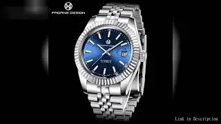 PAGRNE DESIGN Men's Automatic Mechanical Watch Stainless Steel 10Bar Waterproof Business Sports Styl