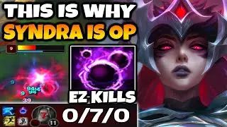 This is why Syndra is always played in High Elo. She carries easily.