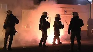 Raw: Greeks Protest on Anniv. of Police Shooting