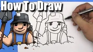 How To Draw the Miner from Clash Royale - EASY - Step By Step