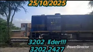 3202 líder no trem!! VLI: trem com vagões vazio subindo para DSI com dupla 3202,2427 
