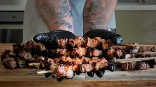 Pork Belly Skewers Cooked Over Charcoal-Barbecue Elementary (I&rsquo;m Back!)