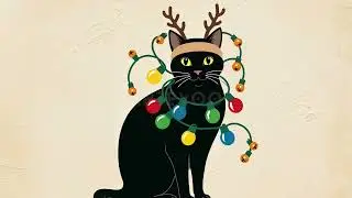 Black Cat Santa Hat Funny Pet Frame TV Art &ndash; FREE Preview! 🐈&zwj;⬛