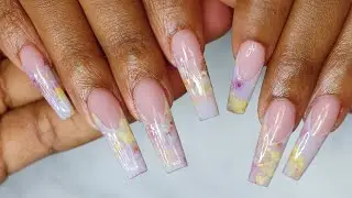 HOW TO: Easy Long Vintage French Nails For Beginners | Acrylic Nails Tutorial
